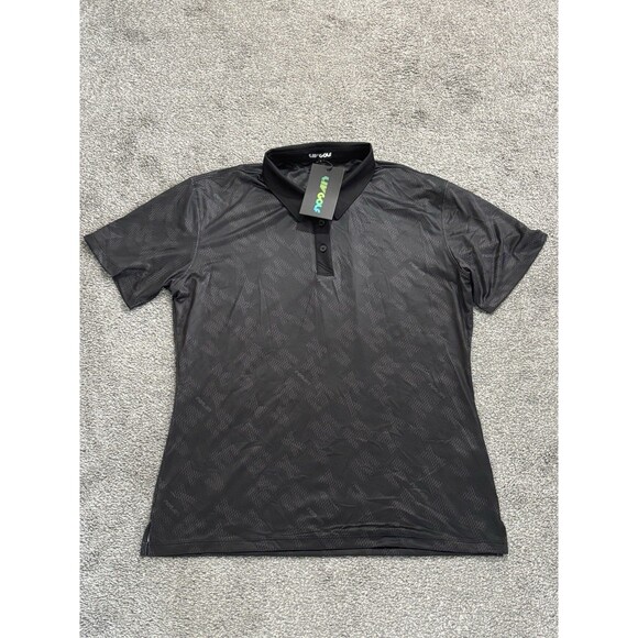 LIV Golf Polo Shirt Womens Large Black  Performance All Over Print NWT - Picture 1 of 7
